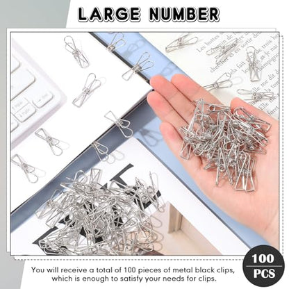 Sabary 100 Pcs Paper Clip Metal Wire Clothespin,Small,Silver - color: Silver, size: Single Size (Small)