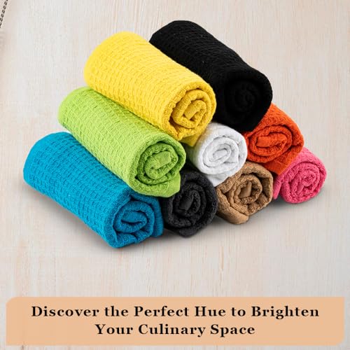 DishCloths Kitchen|Waffle Terry Check Weave Hand Towels|Cotton 12x12" Reusable Dish Rags Washing Scrub Cleaning Dishes|Dish Bar Mop Towels Hand Wipes|Spring Easter Basket Decor|6 Pc -Lemon Yellow - color: Lemon Yellow