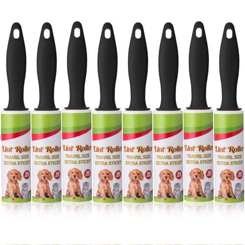 Hushee 8 Pcs Mini Lint Roller for Travel, Portable Pet Hair Remover