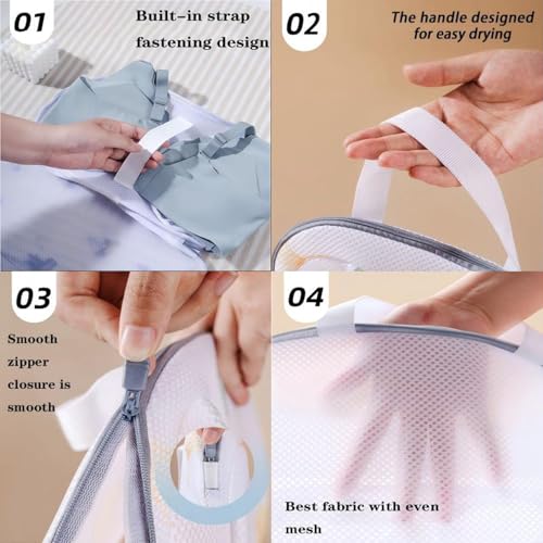 4Pcs Bra Laundry Bag Mesh Laundry Bags for Delicates with Premium Zipper Bra Washing Bag for Laundry，Lingerie Bags for Washing Delicates underwear integrated washing and care - color: white4wyh