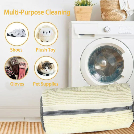 Shoe Washing Machine Bag 2pcs Laundry Bags for Washer & Dryer Deep Cleaning Machine for All Shoes Type Shoe Cleaning Bag with Zipper (Beige) - color: Beige 2Pcs