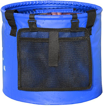 Freegrace Collapsible Water Bucket with Lid 23L Portable Camping Wash Basin - color: Navy Blue, size: 23L