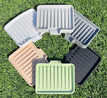 Silicone Soap Dish Tray and Sponge Holder with Drain Chute, Rectangular, Kitchen and Bathroom Sink Organizer (Mocha, 5.2"x4" (Set of 2), 7.2 Ounces) - color: Mocha, size: (SM) 5.2"x4" (2pcs)