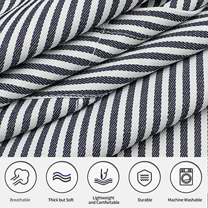 NLUS 2 Pack Cooking Aprons for Women with Pockets, Adjustable Kitchen Bib Aprons Chef Aprons for Women Men(Blue Pinstripes) - color: Navy Blue