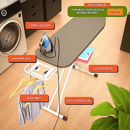 Xabitat Ironing Board Extra-Wide 57" x 18" Foldable with Wall Hanger - color: Green + Gray, size: 18 x 57 Inches