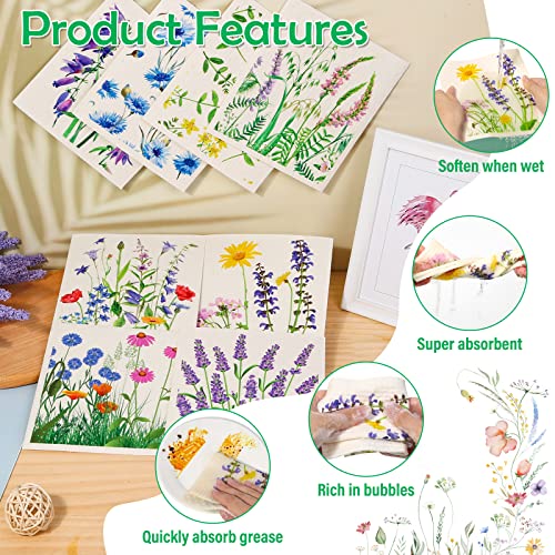 Lucomb Swedish Dish Cloths for Kitchen, 8 Pack Reusable Kitchen Dish Rags Quick Drying Assorted Cleaning Towels for Counters Dishes Home Bar Table Wiping - color: 8 Pack-flowers Plants