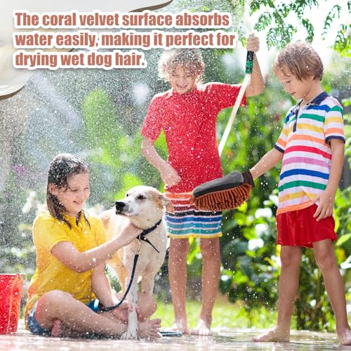 Teenyyou 2 Pcs Dog Towel Chenille Microfiber Pet Grooming Gloves,Brown - color: Brown