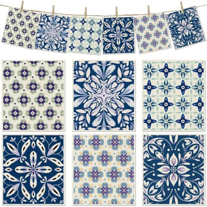 6 Pcs Swedish Paper Cloths for Kitchen, Reusable Paper Towels Washable - color: Blue Ornamentation