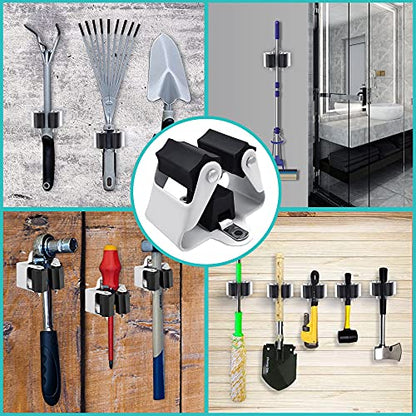 3-H Broom Holder Wall Mount 50 Pack, Stainless Steel Mop Hanger with Screws - color: Matte Black, size: 50