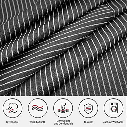 NLUS 2 Pack Kitchen Cooking Aprons, Adjustable Bib Soft Chef Apron with 2 Pockets for Men Women (Brown/Dark Black Strips) - color: Brown/Dark Black