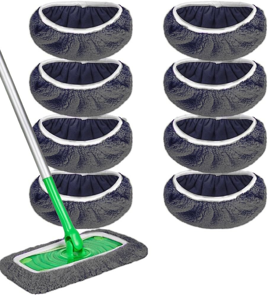 Microfiber Mop Pads - 8 Pack Reusable Washable Refills for Wet & Dry Floor Cleaning - Fits Most Standard Mops - Gary Household Cleaning Pads - color: Gray