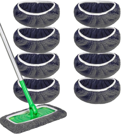 Microfiber Mop Pads - 8 Pack Reusable Washable Refills for Wet & Dry Floor Cleaning - Fits Most Standard Mops - Gary Household Cleaning Pads - color: Gray