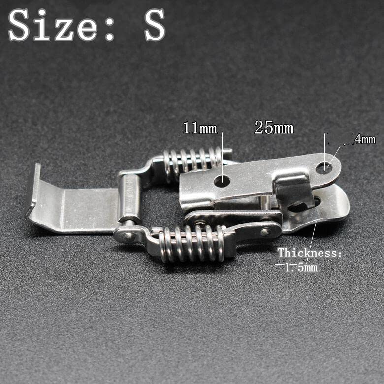 Stainless Steel 304 All in one Double Spring Locking Latch with Lock Hole ，hasps Chest Toggle Catch Clasp Furniture Hardware Accessories w/Screws (S) - size: Small