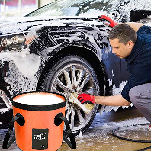 Esthesia Collapsible Bucket, 5 Gallon Portable Folding Water Container for Travelling, Camping, Hiking, Fishing, Gardening - color: Orange