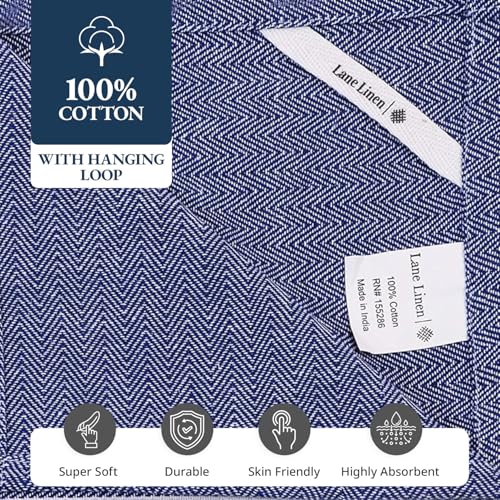LANE LINEN Absorbent Kitchen Towels 100% Cotton Lint-Free 12 Pack - color: 07: Indigo, size: 12 Pack