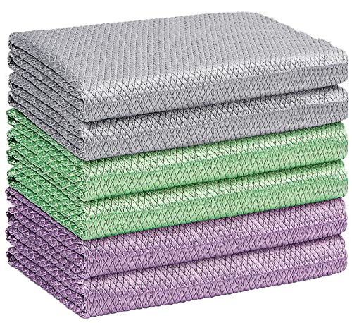 HOMEXCEL Glass Cleaning Cloths 6 PK, Lint Free Towel for Windows, Mirrors - color: Multicolor
