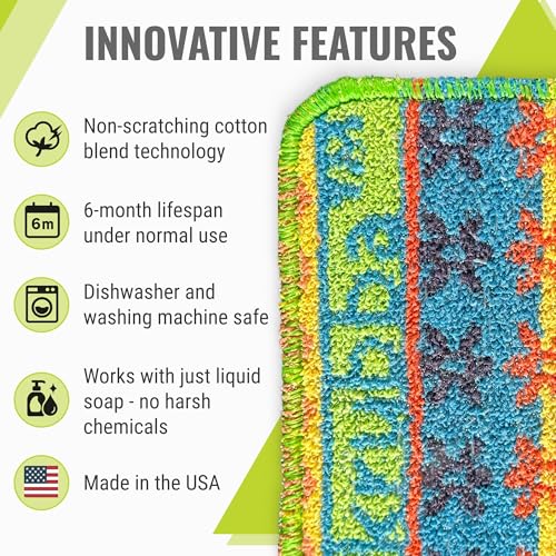 Wet-it! Skrubba 3-Pack Reusable Dish Scrubbers – Non-Scratch Scouring Pads for Kitchen & Household – Eco-Friendly, Dishwasher Safe Scrub Sponges for Dishes, Pots & Pans (Vogue) - size: 3-Pack