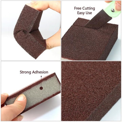 12 Pack Magic Carborundum Sponge with 2 Handle Rust Scrubber for Cookware - size: 12pcs