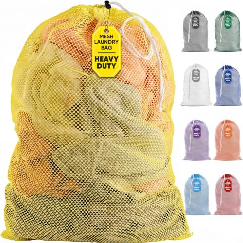 Handy Laundry Mesh XL Laundry Bag 24"x36", Heavy Duty Drawstring, Yellow