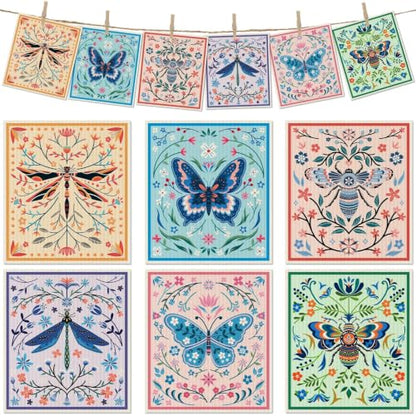 6 Pcs Swedish Paper Cloths for Kitchen, Reusable Paper Towels Washable - color: Flying Animals
