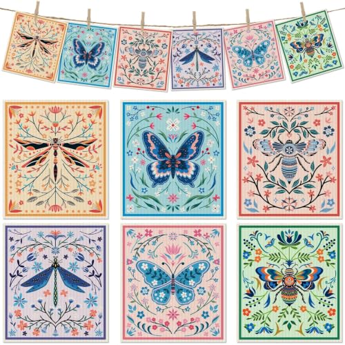 6 Pcs Swedish Paper Cloths for Kitchen, Reusable Paper Towels Washable - color: Flying Animals