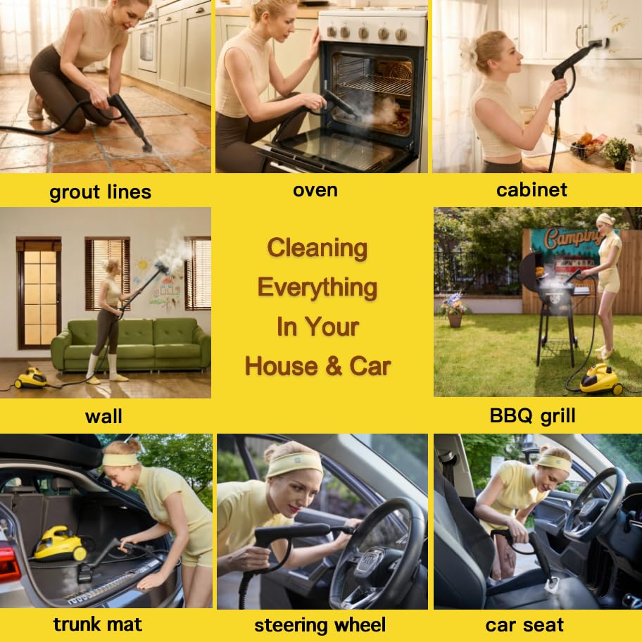 STEAMBOT® Heavy Duty Steam Cleaner for Home, 2L Tank Extended 20.3 ft Reach