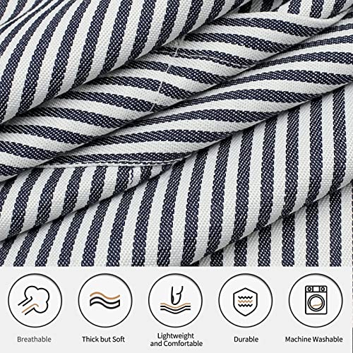NLUS 2 Pcs Kitchen Cooking Aprons, Poly/Cotton Blend Adjustable Soft Bib Stripe Aprons with 2 Pockets for Women Men Chef (Blue Pinstripes/Black Stripes) - color: Denim Blue/Black