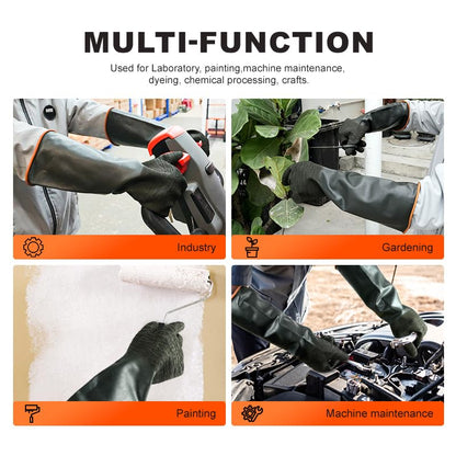 North Tower Heavy Duty Rubber Gloves, Industrial Gloves,Black （18in,1 pair） - size: 18“