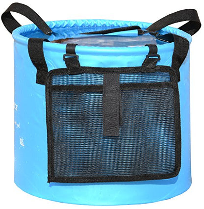 Freegrace Collapsible Water Bucket with Lid 23L Portable Camping Wash Basin - color: Sky Blue, size: 23L