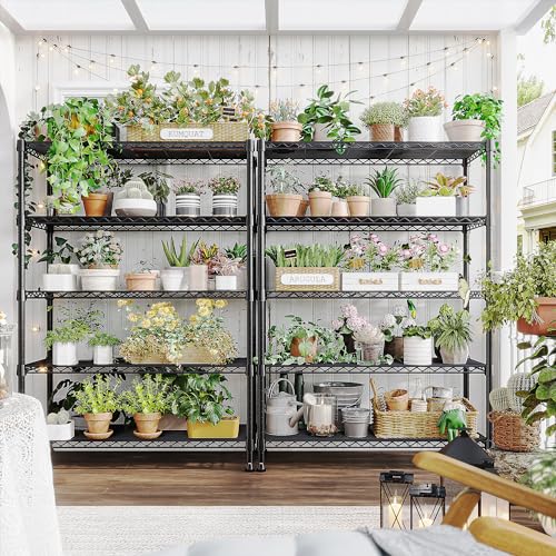 REIBII 63" H 5-Tier Heavy Duty Storage Shelves, 1020 lbs, 2-in-1 Adjustable - size: 5 Tier-14"D x 29"W x 63"H