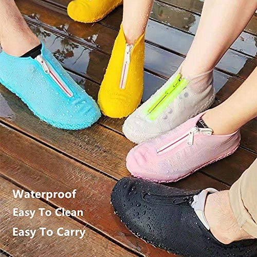Shoe Covers Waterproof Reusable Foldable Not-Slip Rain Shoe Covers with Zipper,Shoe Protectors Overshoes Rain Galoshes for Kids Men and Women - color: Yellow, size: L (Women 7.5-10.5, Men 6.5-9)