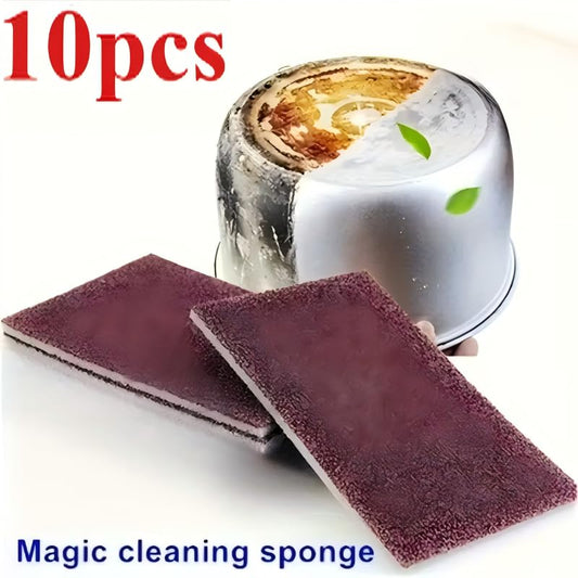10Pcs Magic Wipe, Bottom Cleaning and Descaling Pot Sponge Brush, Rust Removal, Dishwashing Block, Scrubbing Pad for Cleaning and Return to School Supplies - color: Brownness