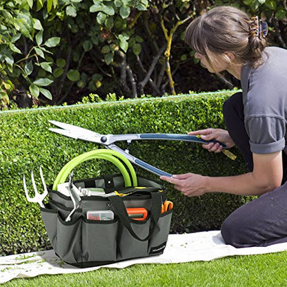 Housolution 14 Inch Gardening Tote Bag, Garden Tool Storage Bag, Gray+Black - color: Gray & Black, size: 14 Inch