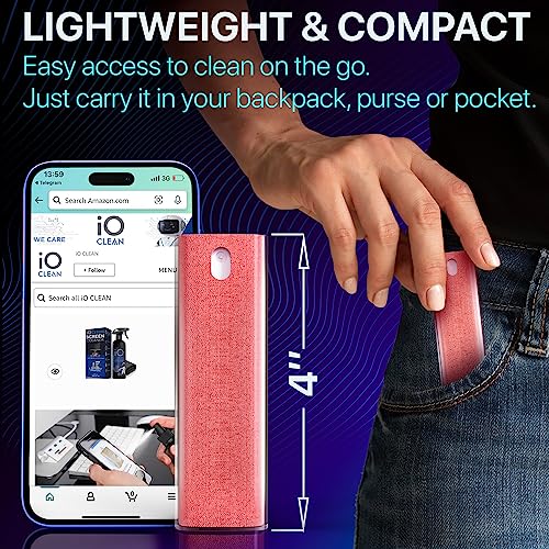 iO CLEAN Mini Screen Cleaner Spray, 2-in-1 Touchscreen Mist Cleaner, Blue - color: Blue