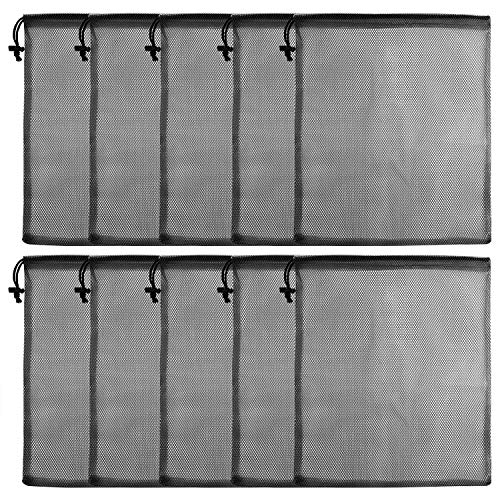 KUUQA 10 Pcs Mesh Drawstring Bag, Black, 13"x15.5" - color: Black, size: 13"x15.5"