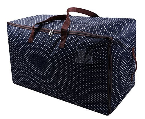 AMJ 100L Large Storage Bag, Comforter/Blanket/Pillows/Quilt Storage Container, Garage Grocery Storage Bag, Garments/Clothes Organizer Bin in Closet/Attic, Moisture Proof, Blue dot - color: Black Small Dots