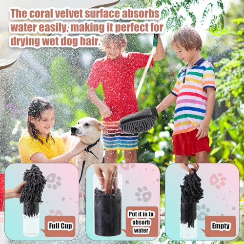 Teenyyou 2 Pcs Dog Towel Chenille Microfiber Pet Grooming Gloves,Grey - color: Grey