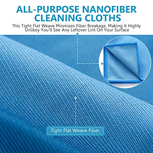 12 Pcs Microfiber Glass and Window Cleaning Cloths,12" x 12" Lint Free Streakless Buff Polishing Cloth,Quickly Clean Windows, Windshields, Mirrors, and Shower Glass Doors,Washable and Reusable - color: Blue Glass Cloths-12pcs