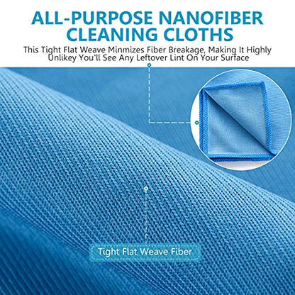 12 Pcs Microfiber Glass and Window Cleaning Cloths,12" x 12" Lint Free Streakless Buff Polishing Cloth,Quickly Clean Windows, Windshields, Mirrors, and Shower Glass Doors,Washable and Reusable - color: Blue Glass Cloths-12pcs