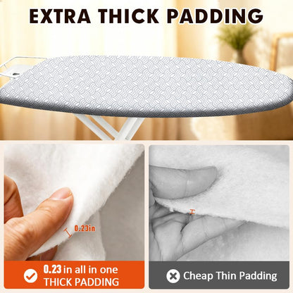 Ironing Board Cover and Pad, Standard Size 15x54, Extra Thick - color: White Wave, size: 15" x 54"