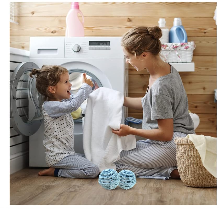 2pcs Laundry Ball - Natural Non-Chemical Detergent Laundry Balls for Washing Machine - Eco Friendly Wash Ball & Detergent Alternative for 2000 Washings(Light Blue) - color: 2pcs