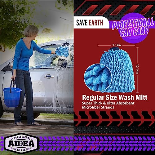 AIDEA Car Wash Mitt Microfiber, 2PK, Car Wash Brush, Blue, 7.12''X10.14'' - color: Blue, size: 2PK-7.12''X10.14''