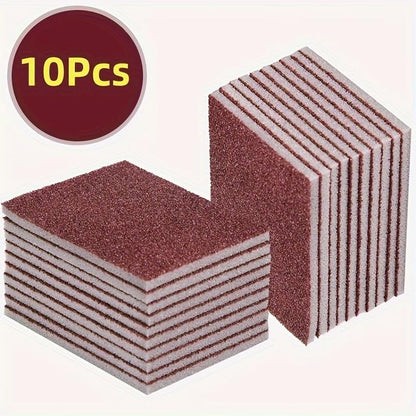 10-Pack Diamond Scouring Sponges - Heavy Duty Scrub Pads for Pots, Pans, Dishes, Rust & Tough Stains | Dual-Sided Abrasive Surface & Ergonomic Grip | Kitchen & Household Cleaning