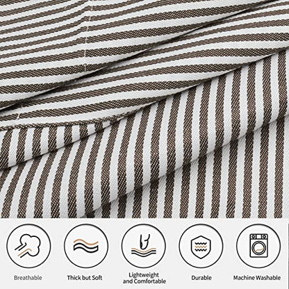 NLUS 2 Pack Cooking Aprons for Women with Pockets, Adjustable Kitchen Bib Aprons Chef Aprons for Women Men(Brown Pinstripes) - color: Taupe