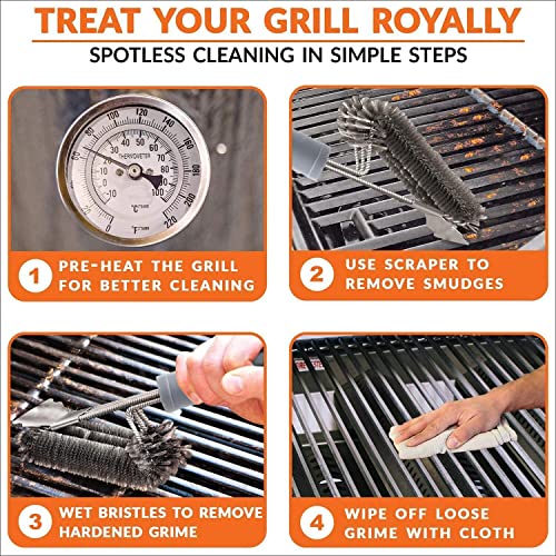 Grill Brush and Scraper-Best BBQ Brush for Grill Outdoor, 18" Stainless Steel with Wire Bristles 3 in 1 Bristles Grill Cleaning Brush - Gifts for Grilling Enthusiasts & Men Dad - color: Gray