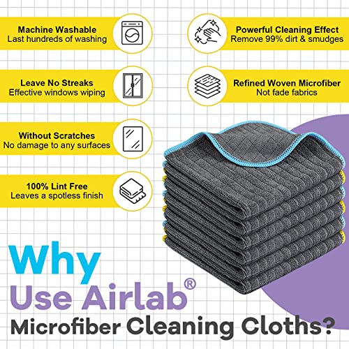 Airlab Glass Polishing Streak Free Miracle Cleaning Cloth, Grey-Yellow Blue - color: Grey-yellow Blue