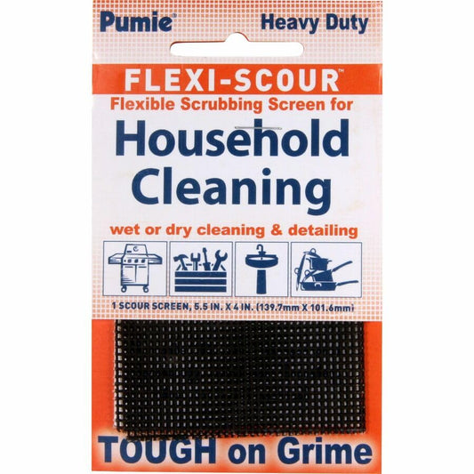 PUMIE Flexi-Scour (1 Pack) - Flexible Scrubbing Screen - Heavy Duty Scouring Pad - Abrasive Grit Cleaning Screen for Toilet Bowls, Grills, Removes Carbon, Rust, Scale, Grime - 5.5x4 in, Flex-1 C - size: 1 Pack