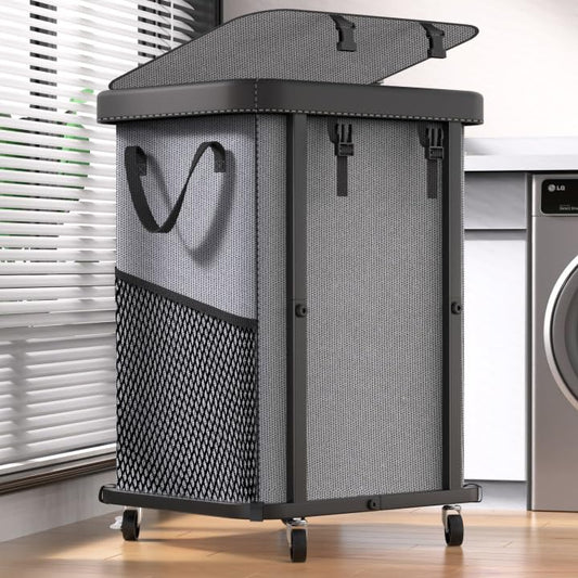 Laundry Basket with Wheels,150L (40 Gal) Rolling Hamper Carts - Gary - color: Gray, size: 1 Section-150L