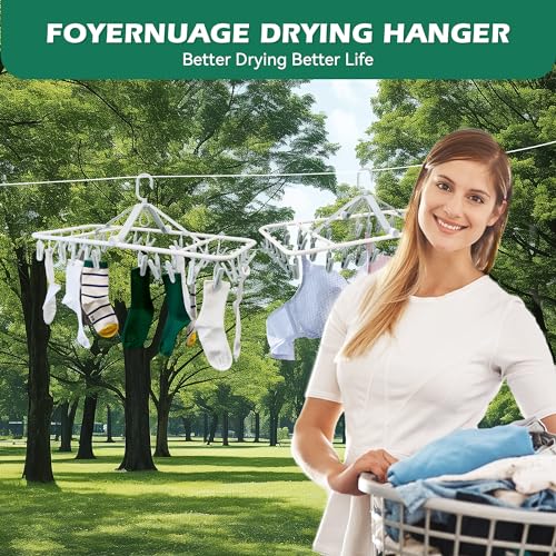 Plastic PP Drying Hanger, Anti-Rusty Drying Rack for Clothes, Socks, Lingeries, Delicates, Drying Hanger with 32 Clips for Baby Clothes, Towels - style: 32 Clips