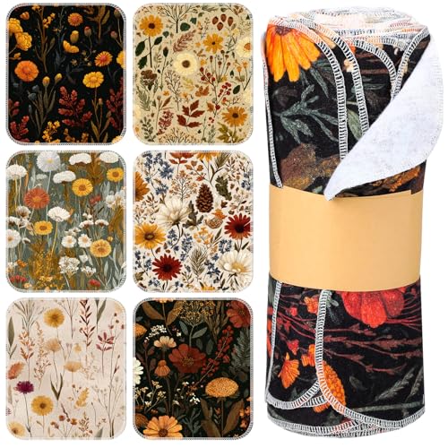 36 Pack Reusable Kitchen Cloths Cotton Towels, Fall Wildflower - style: Fall Wildflower